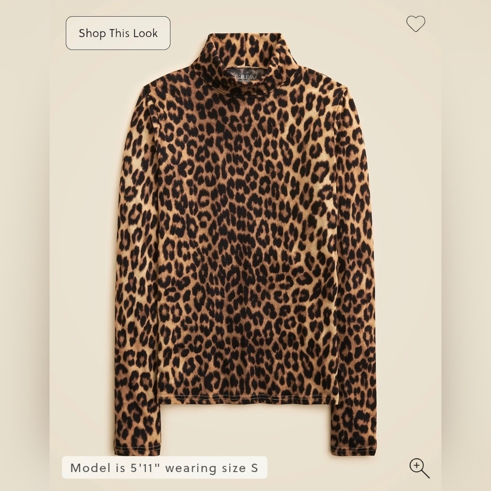 J Crew J Crew New feather jersey turtleneck in leopard print, size L. Worn once. - Picture 7 of 7